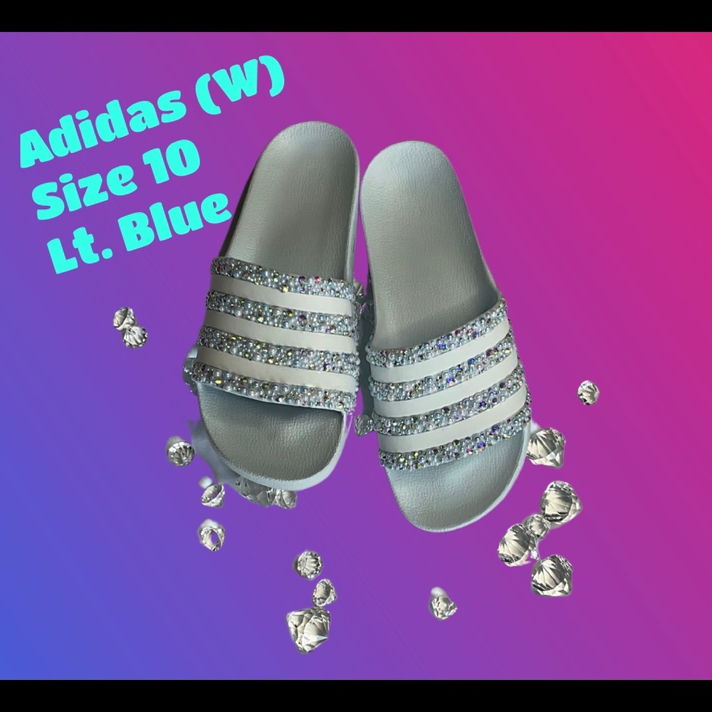 1 Of A Kind Adidas HandBeaded Sparkled Slides